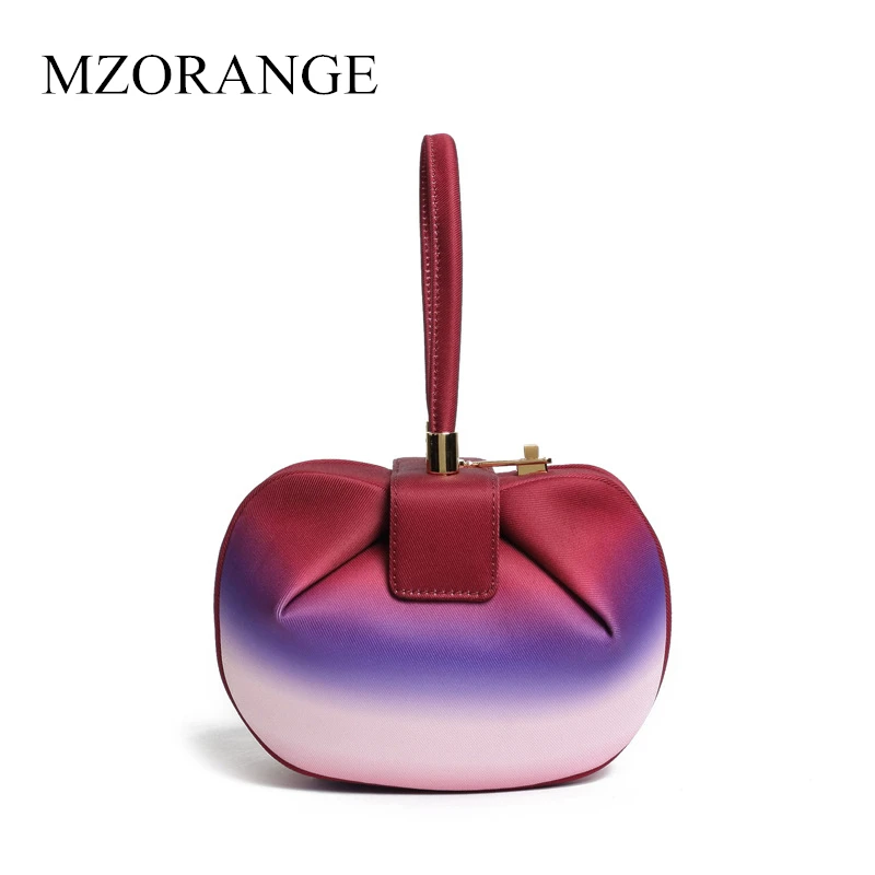 

MZORANGE Rainbow Small Women Handbags Colorful Spherical Canvas Tote Bags Unique Round Ladies Purse 2019 Blue Red White