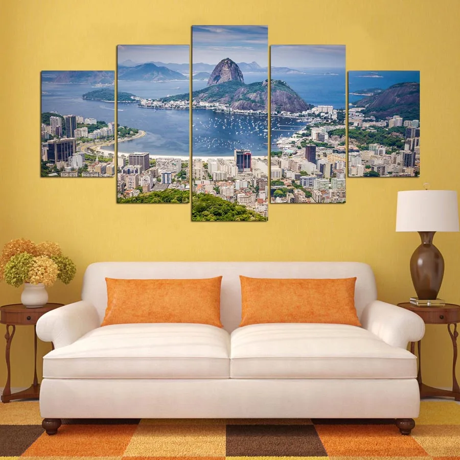 Картины на холсте Современные украшения гостиной напечатаны 5 шт. Бразилия Рио-де-Жанейро плакаты, постеры рамки модульные стены искусства