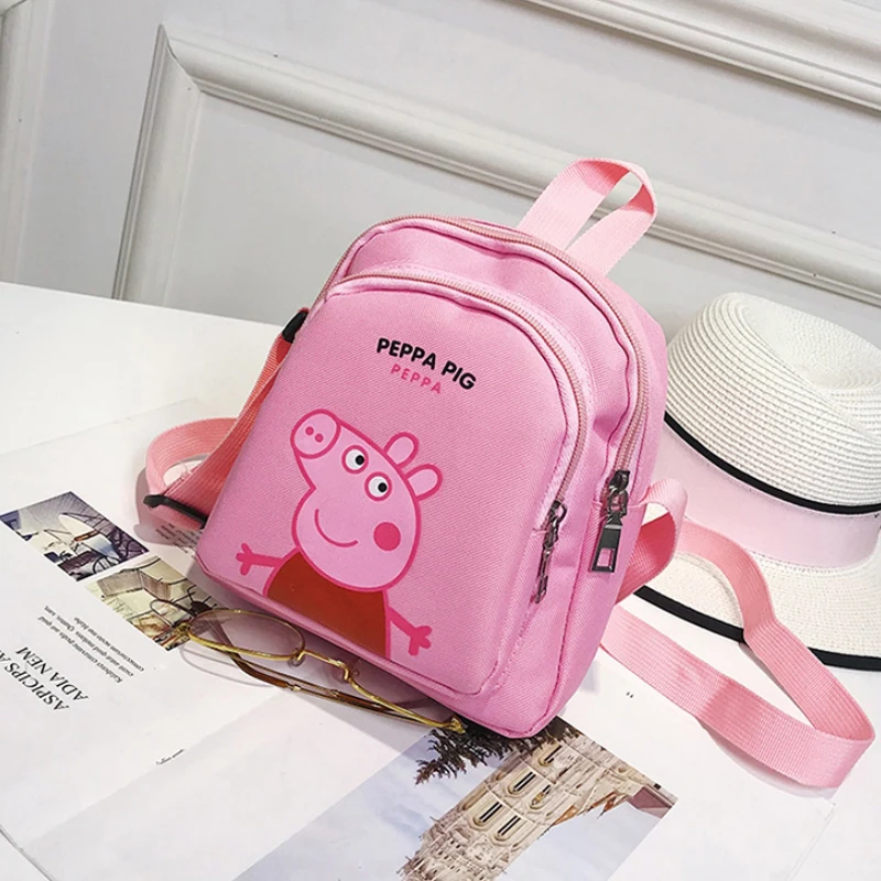 Peppa Pig Toy Cartoon Character Action Figure Backpack High Quality Material Nylon Cloth Cartoon Bag School Bag Children's Gift