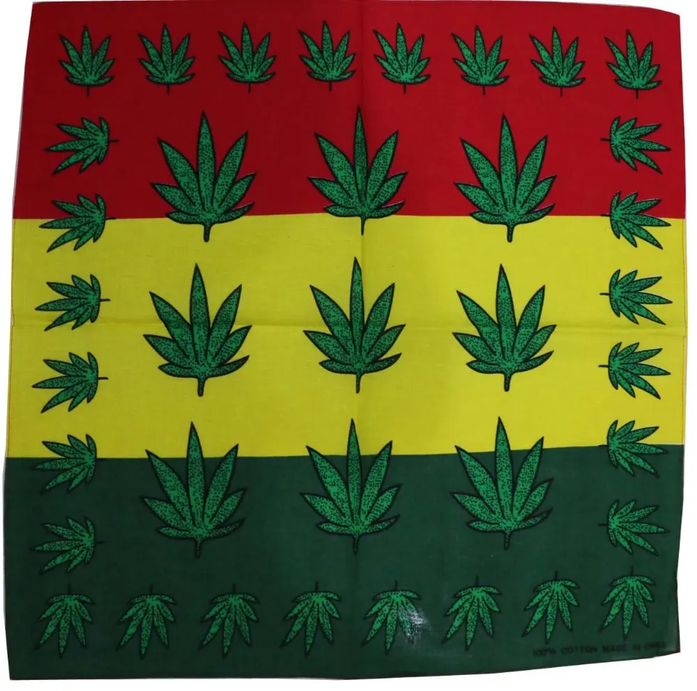 FOXMOTHER Hip Hop Punk Cotton Reggae Jamaica Green Weed Leaf Bandana Headwear For Mens