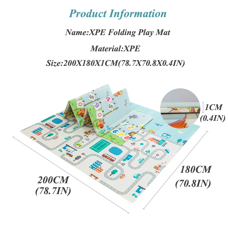 Детский Блестящий складной игровой коврик 180X200 см/71X79IN детский игровой коврик 1 см/0.4IN толщина ковер с рисунком водонепроницаемый Противоскользящий коврик