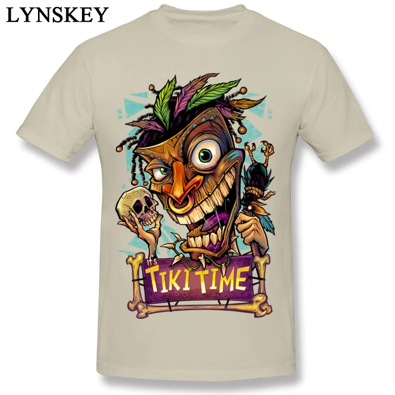 Design Tops T Shirt Fashion Round Neck Short Sleeve Tiki Man Cotton Fabric Men T-shirts Family Summer/Autumn Tee Shirt beige