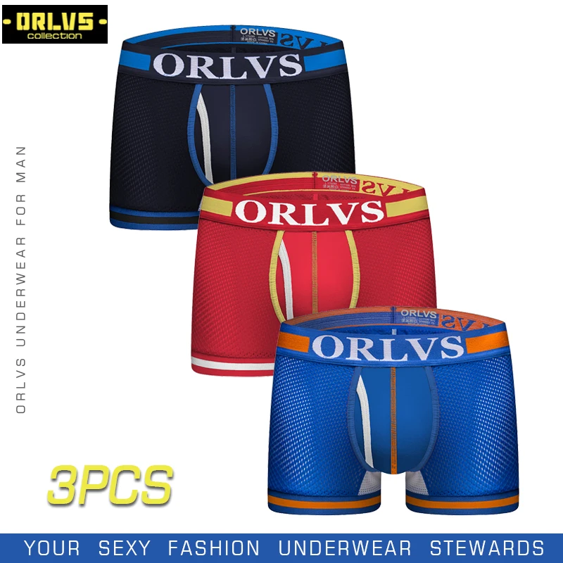 ORLVS 3 шт./лот Мужское нижнее белье мужские боксеры трусы homme Мягкое хлопковое