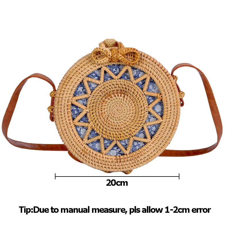 Female Vintage Bamboo Bags Women Bohemian Summer Beach Handbag Hollow Lady Circle Shoulder Bag Round Handmade Knitted Bag SS3033 (10)