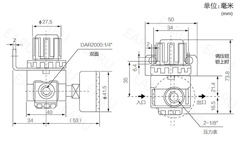 AR2000 G1/4 ''пневматический Мини Воздушный давление сброса контроля компрессора регулятор обработки единиц клапан с манометром установки