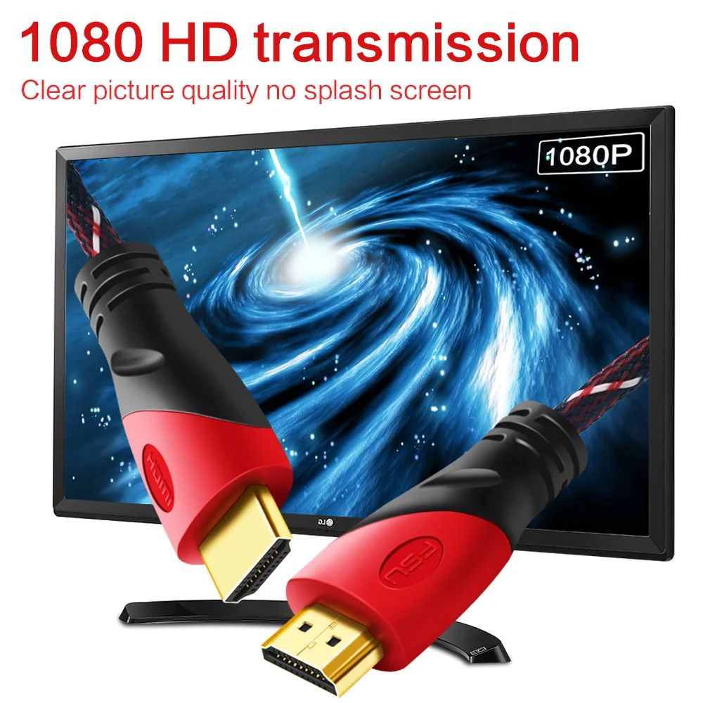 Высокоскоростной 1080P 3D HDMI кабель 1,4 В позолоченный адаптер папа-папа с красным синим для проектора HD lcd tv PS3/4 шт 1 м 2 м 3 м 5 м