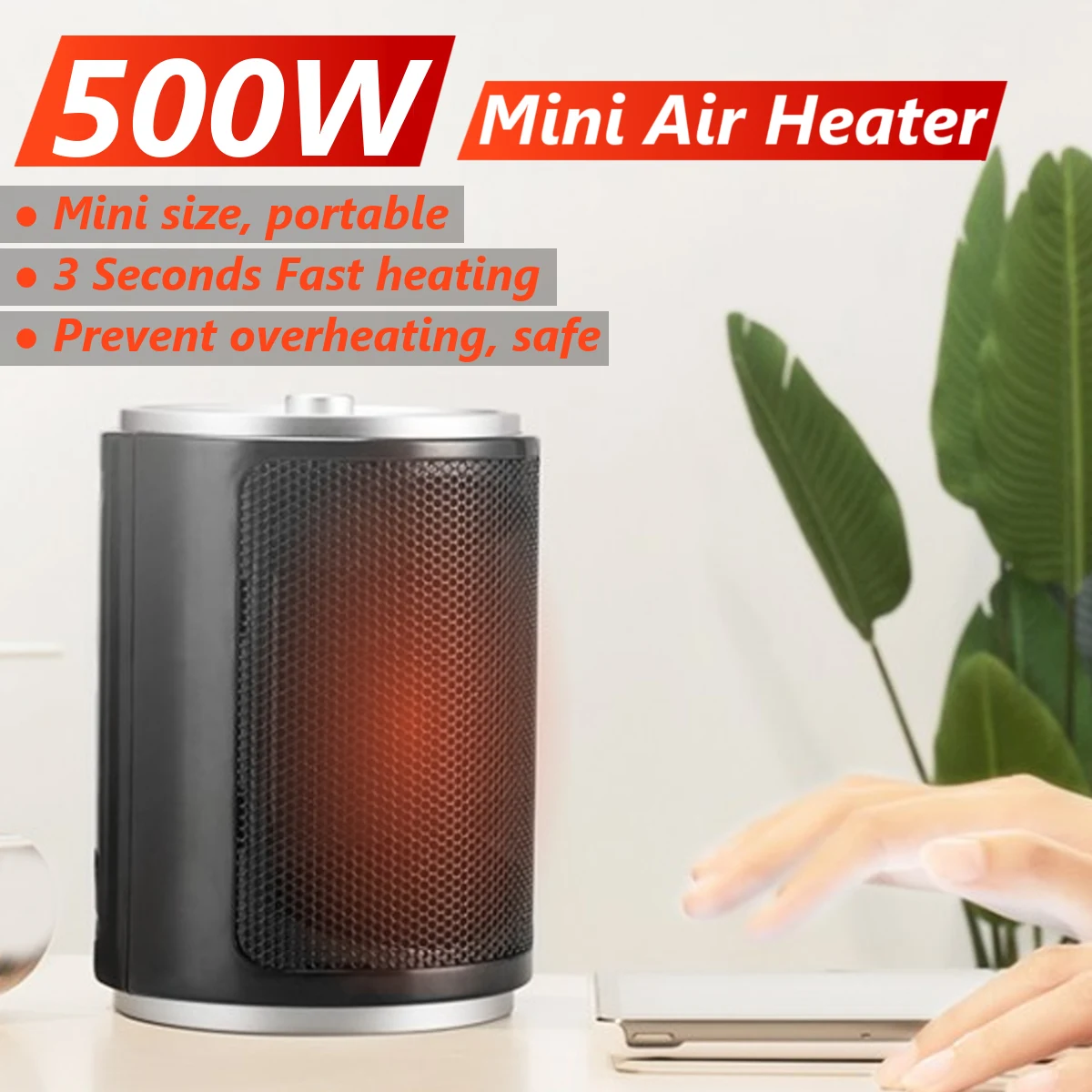 

500W 220V Mini Electric Heater Fan Heater Desktop Household Handy Heater Stove Fast Heating Radiator Warmer Machine For Winter