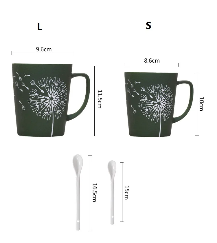 OUSSIRRO креативные листья одуванчика тема молоко кофе керамика кружки с крышкой и ложкой чистый цвет кружки чашки кухня инструмент подарок