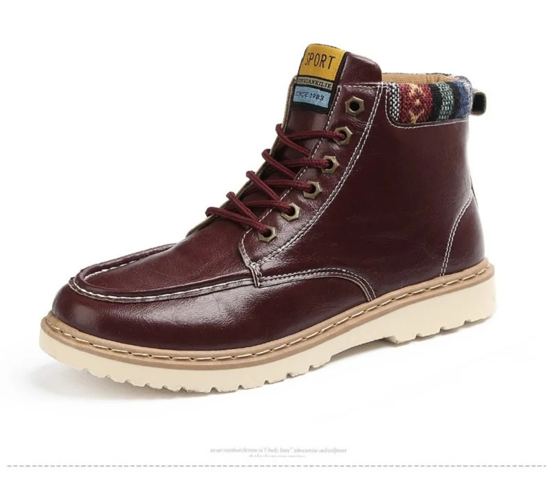 2018 Genuine Leather Men Boots Spring Autumn Winter Man Casual Shoes Fashion Lace-up Ankle Boot Men's Snow Shoe Work Vintage  (5)
