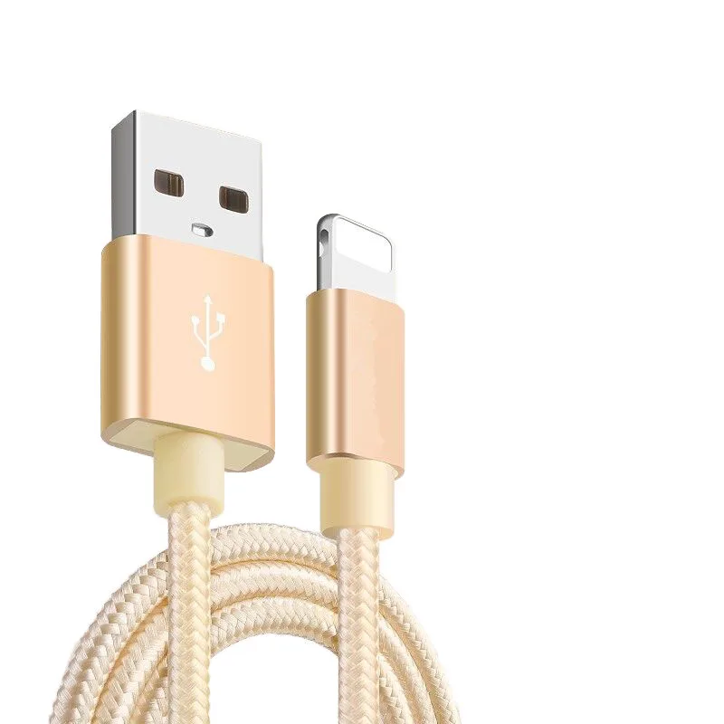 High quality  Metal Braided Mobile Phone Cable Charging USB Cable Charger  For iPhone 7 5S 6S 6 plus IOS Data accessories