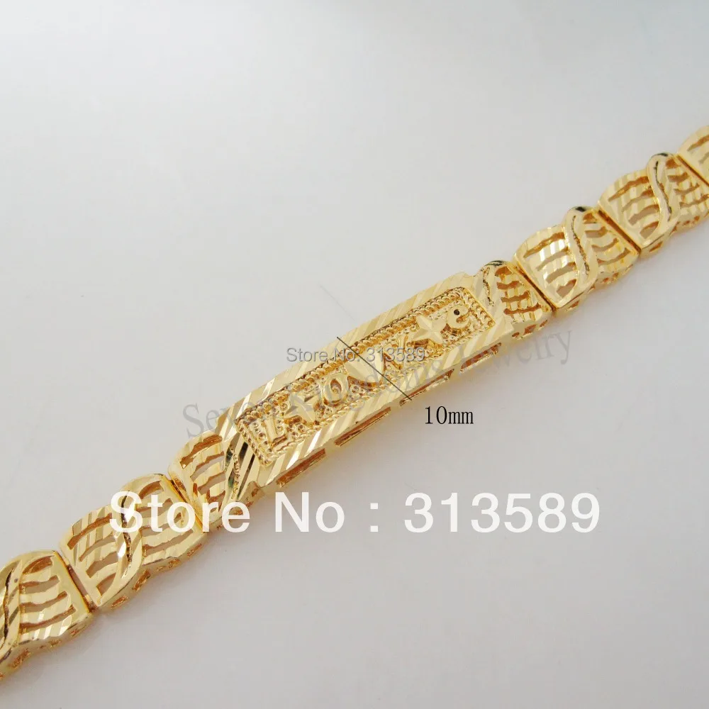 

7.7" YELLOW GOLD GP EP COATED SOLID OVERLAY LOVE WORD THICK LINK BRACELET/GREAT GIFT/