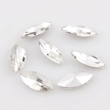 

Navette Marquise Pointback Rhinestone Beads Crystal Clear Glass Fancy Stone DIY Wedding Dress Jewelry Making