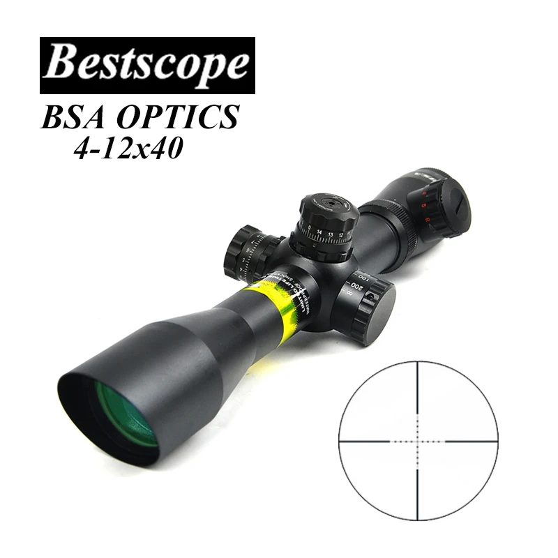 

BSA OPTICS 4-12X40 AOE Oblique Mouth Optics Rifle Scope Red&Green Illuminated Mil-Dot Riflescope Airsoft Hunting Scopes