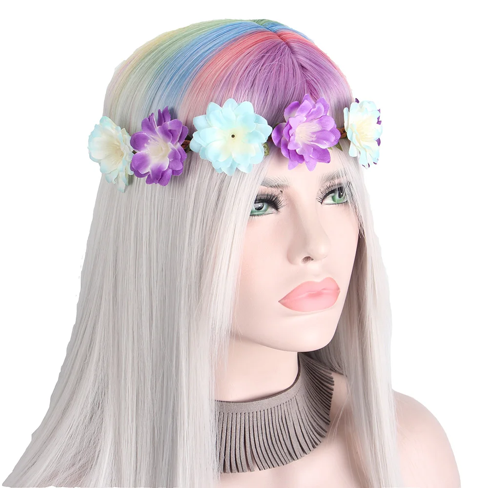 Anxin Halloween Costume Gray Wigs for Women Multicolor ...