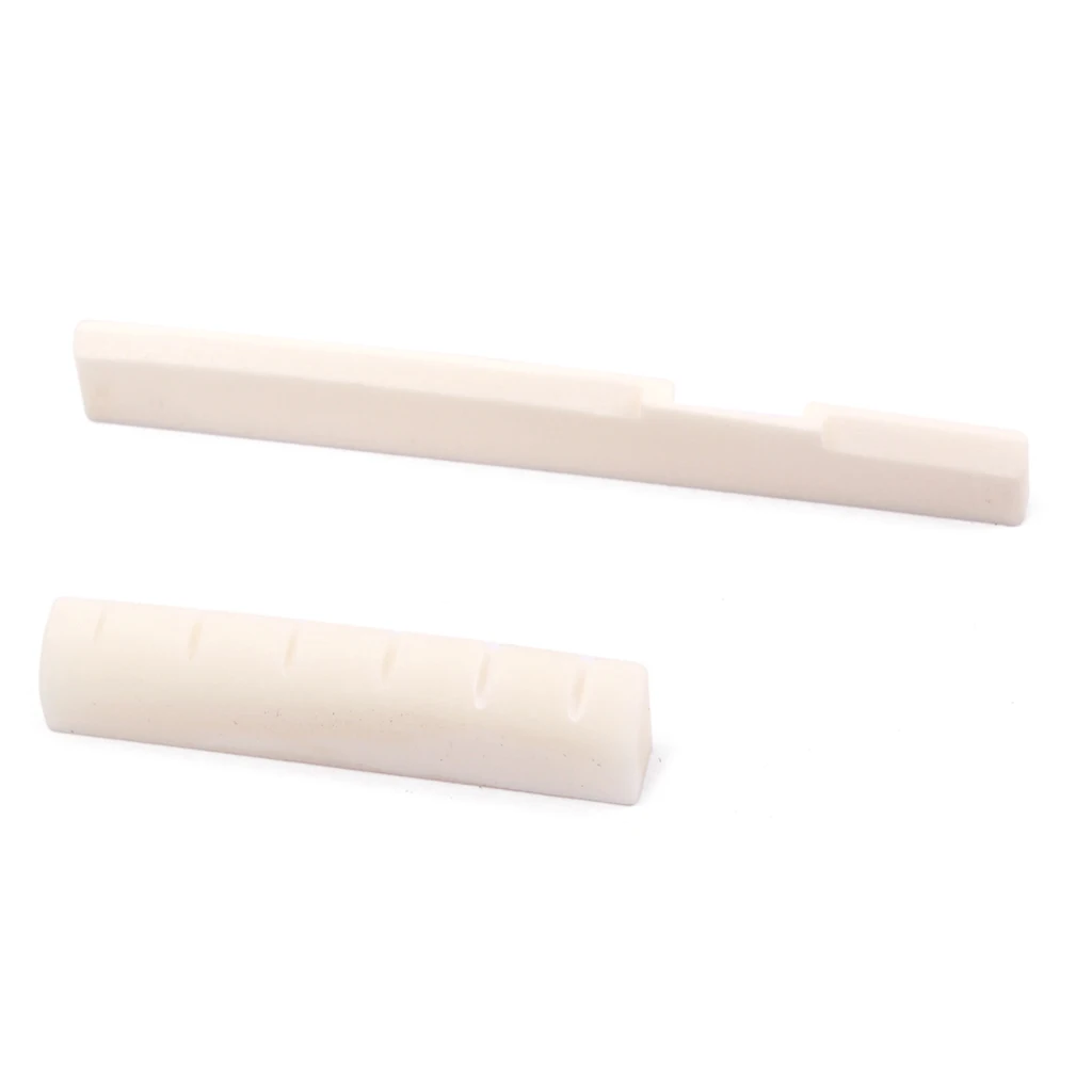 Fresh Cattle Bone Bridge Saddle And Slotted Nut For 6 String Acoustic Guitar