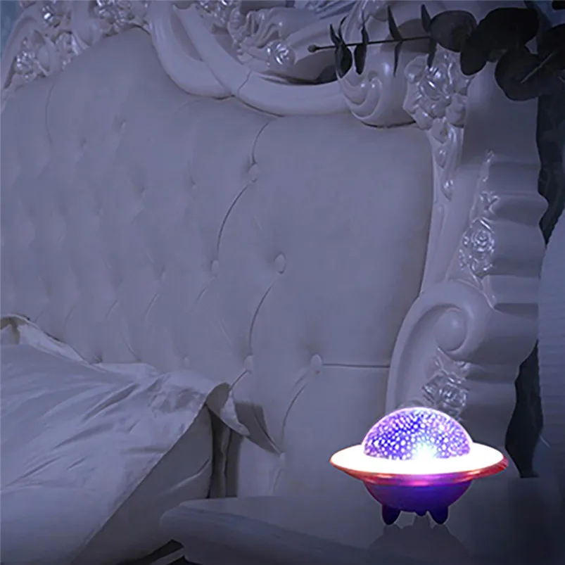 UFO Star Projector Lamp Sleep Night Light Rotating Lamp Bluetooth Version ABS Night Light 3 Brightness Lamparas 40AP0306