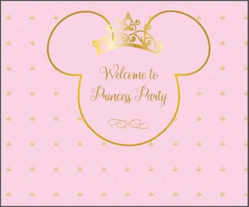 

7x5ft Pink Diamonds Minnie Head Welcome Princess Party Washable Wrinkle Free Photo Studio Background Backdrop Polyester Fabric