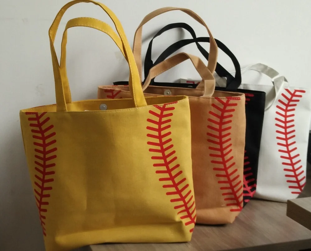4 colors small bag for jewelry Softball baseball white stitching bags