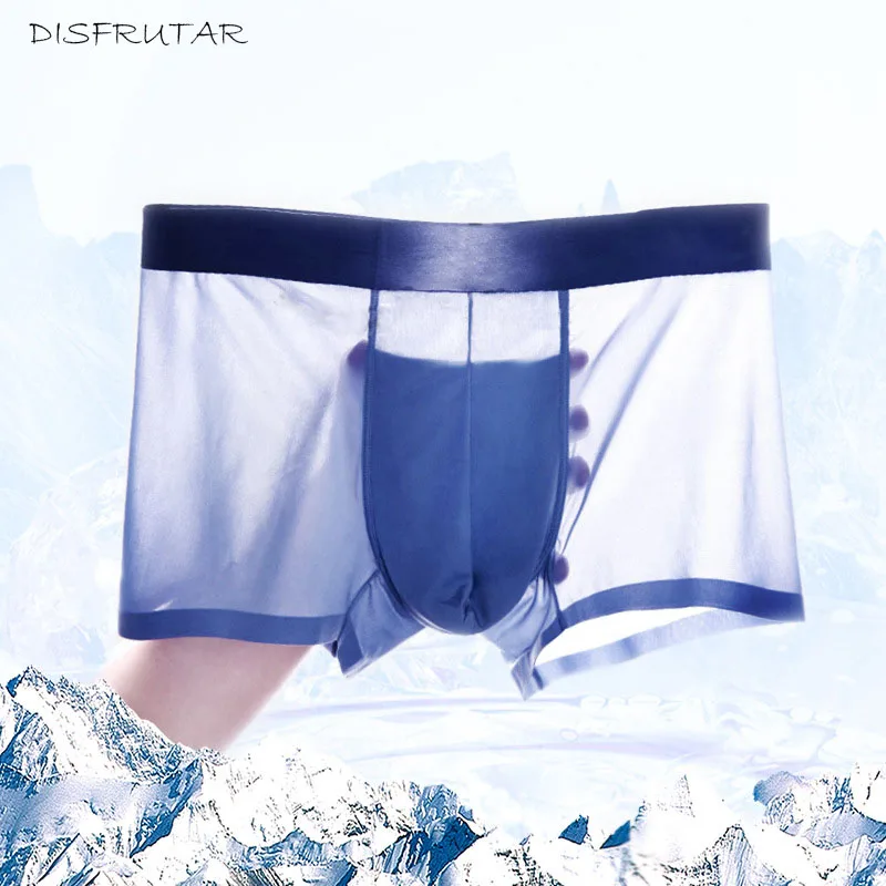 

Luxury Ultra Thin Boxers Soft Ice Silk Boxer Men Breathable Smooth Boxer Solid Transparent Boxers Mens Underwear 2pcs/lot
