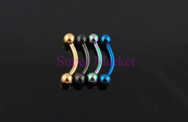 Брови пирсинг Кольца Jewelry покрытие вакуум Титан 316L Нержавеющая сталь мяч бровей 16gauge смешанные Цвет
