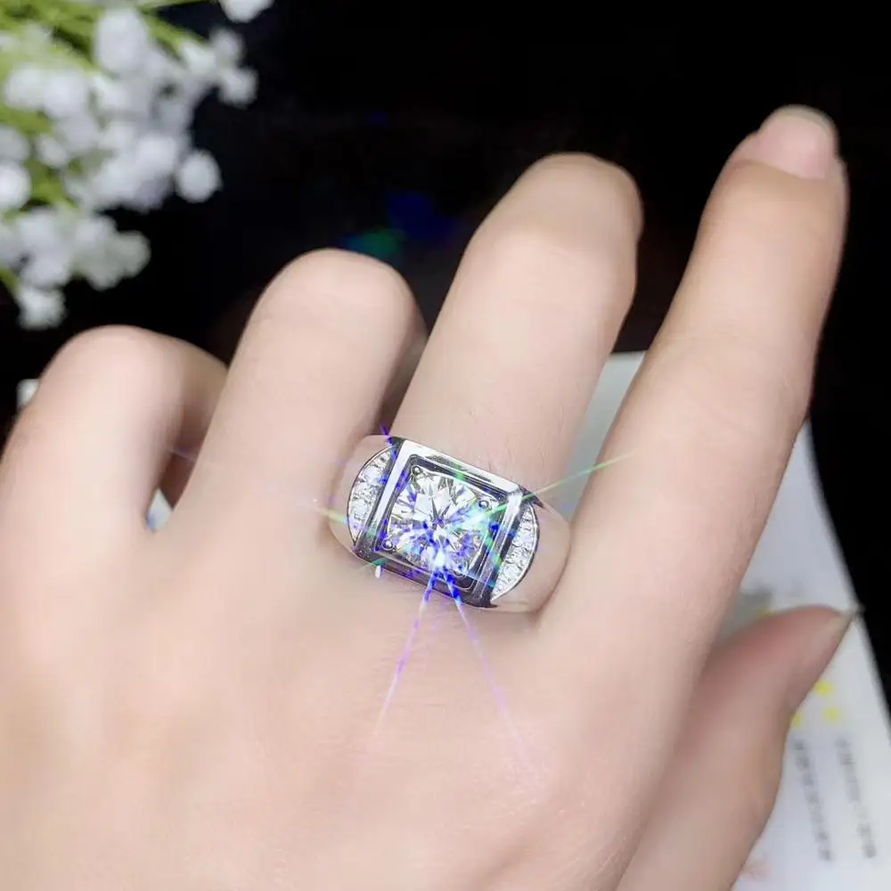 Мужское кольцо Moissanite Clara, теперь самый популярный драгоценный камень, обладает высокой твердостью, сравнимой с бриллиантами. 925 серебро