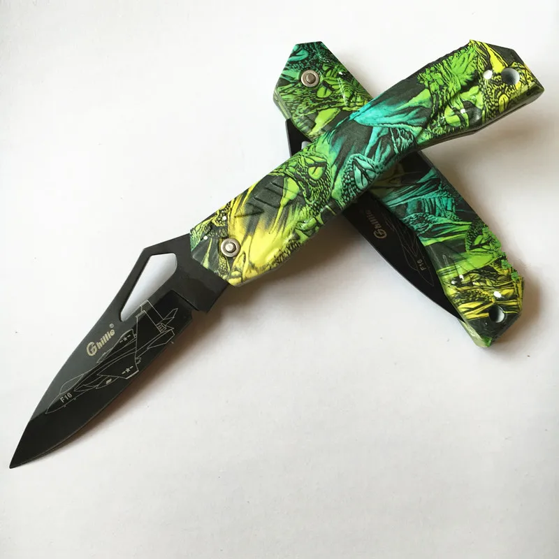 

Creative F16 Model Folding Knife Outdoor Camping Hunting Survival knives Fruit Knife Pocket EDC Tools ABS Skull Handle 5 Colors