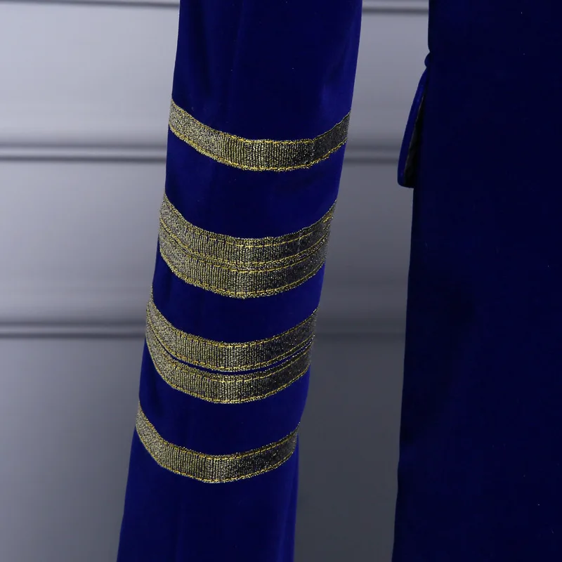 Пиджак+ брюки) двубортный королевский синий бархат вышивка мужские костюмы с брюками Свадебный костюм жениха для мужчин джентльмен