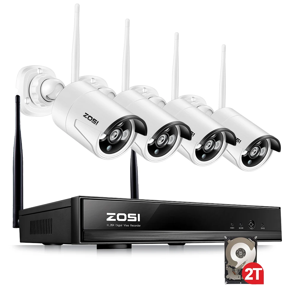 ZOSI 4CH Wireless NVR CCTV System 960P IP Camera WIFI Waterproof IR Night Vison Home Security Camera Surveillance Kit 2TB HDD ZOSI 4CH Wireless NVR CCTV System 960P IP Camera WIFI Waterproof IR Night Vison Home Security Camera Surveillance Kit 2TB HDD