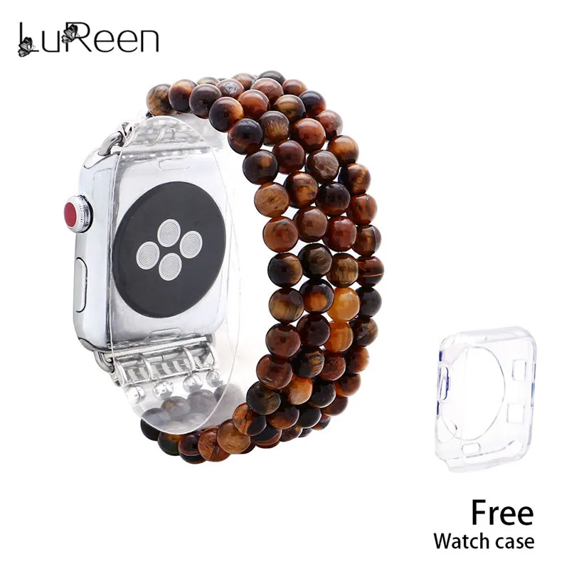 LuReen Ntural Stone Tiger Eye ремешок для часов Apple Watch iWatch 38/40/42/44 мм Iwatch Band|Ремешки часов| |