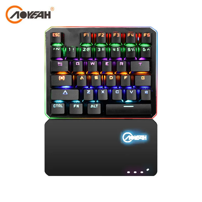 Kopen Aoyeah Een Enkele Hand Mechanische Toetsenbord USB Bedrade Gaming Toetsenbord 35 toetsen Toetsenbord Ergonomisch voor overwatch Teclado Gamer PC