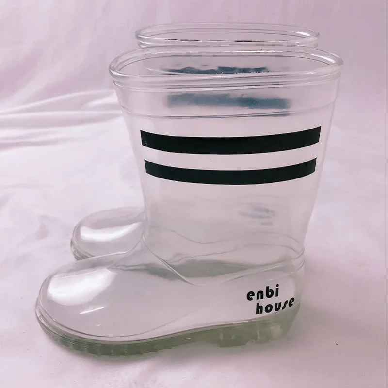 Kids Rain boot PVC Transparent Parallel Bars Lucency Slip-on Waterproof Rubber Antiskid Mid-calf Tube Resistance Rainboots |