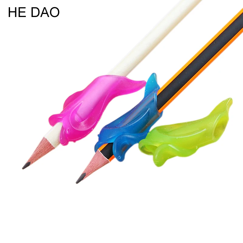 

3 Pcs / Pack, High Quality Silicon Best Gift Dolphin Fish Style Writing Posture Correction Children Pencil Students Hold A Pen