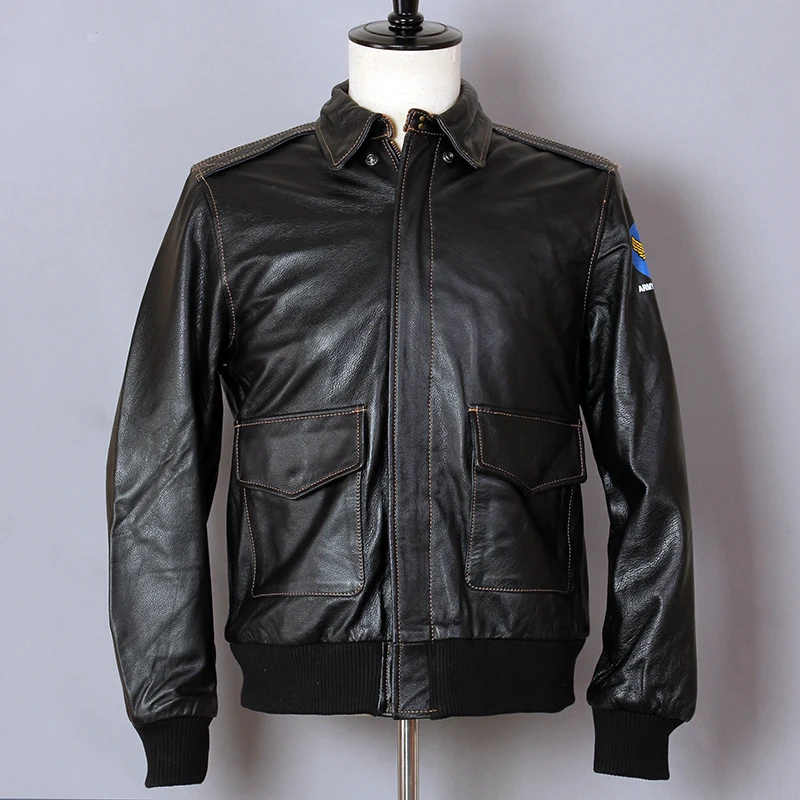 

2019 Air Force Flight Jacket Genuine Leather Jacket Men Cowhide A2 Bomber Jacket Slim Fit Motorcycle Biker Real Leather Coat