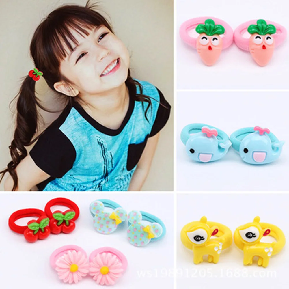 

1 Pair! Carton Deer/ Mushroom/ Elephant Elastic Hair Ropes Bands Girl's Hair Ties Accessories