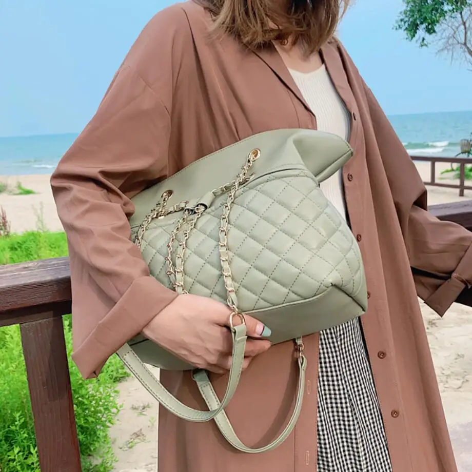 Elegant Female Large Tote Bag New Quality PU Leather Women's Designer Handbag High capacity Chain Shoulder Messenger Bag