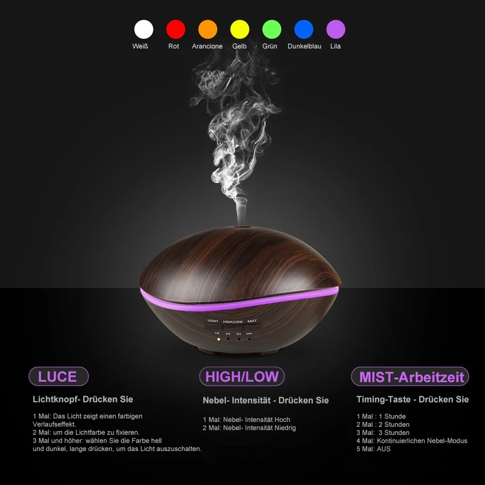 Billige Diffuserlove 500ML LED Lampe Air Ultraschall luftbefeuchter für Home Ätherisches Öl Diffusor Zerstäuber Lufterfrischer Nebel Maker für home