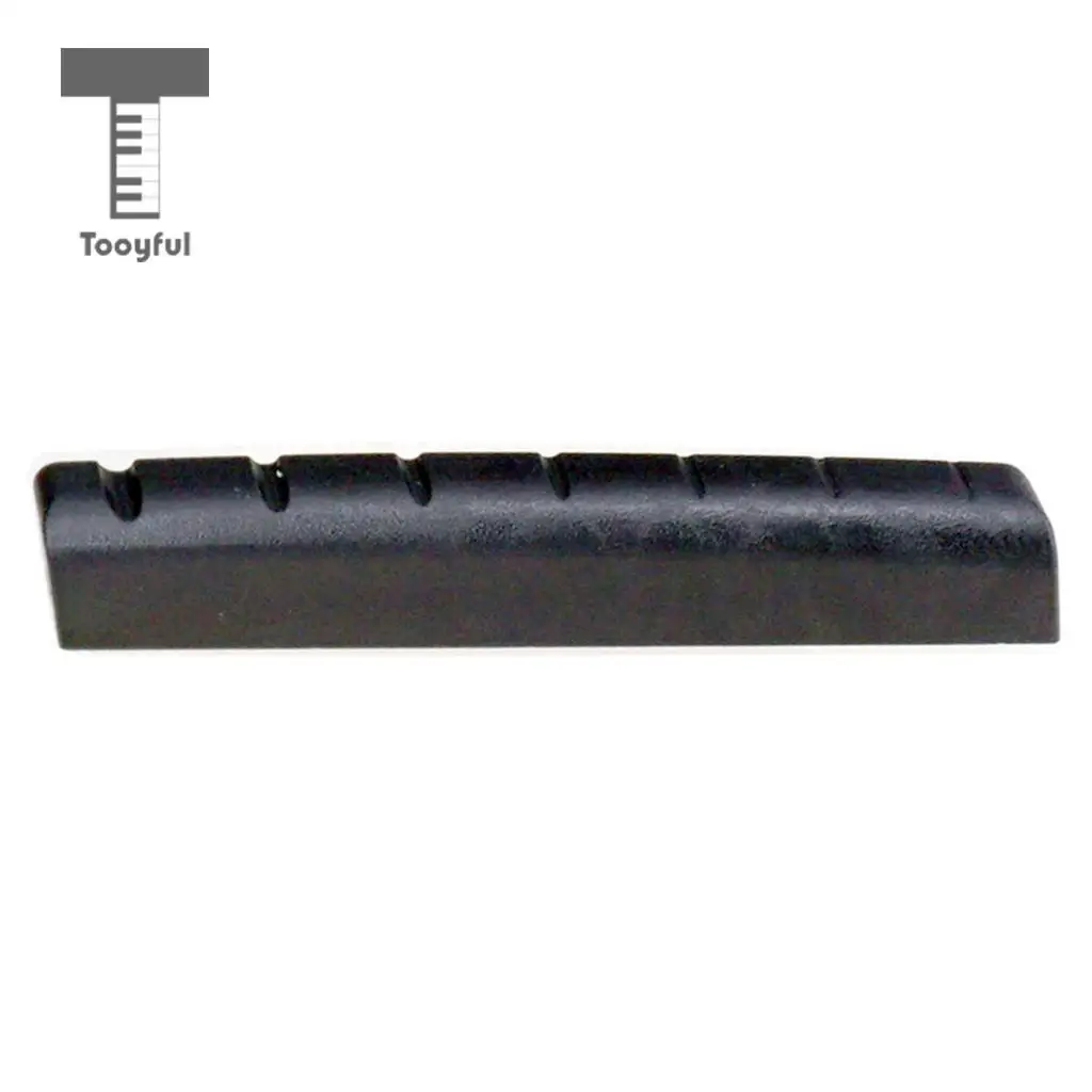 Tooyful Set of 2pc Black Plastic Slotted Nut & Saddle for 7 String Ukulele Guitar Parts Replacements