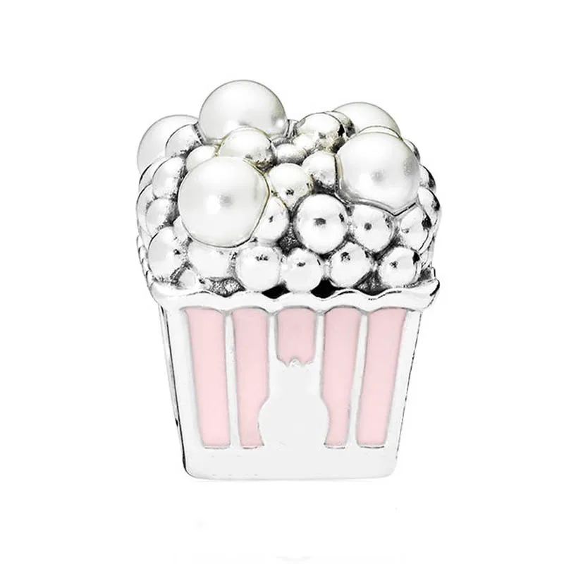 

Authentic 925 Sterling Silver Enamel Delicious Popcorn Charm Bead Fit Pandora Bracelet Bangle For Women DIY Jewelry Making