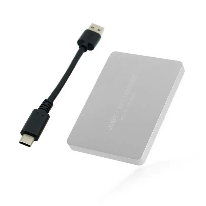  Cablecc Silber Farbe USB-C USB 3.1 Typ C zu Dual 50mm MSATA PCI-E SSD Gehäuse mit Raid Raid0 Raid1 