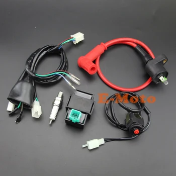 

Wiring Loom Harness Kill Switch Racing Ignition Coil 5 Pin AC CDI C7HSA Spark Plug Kits For 110-125CC Pit Dirt Bike NEW