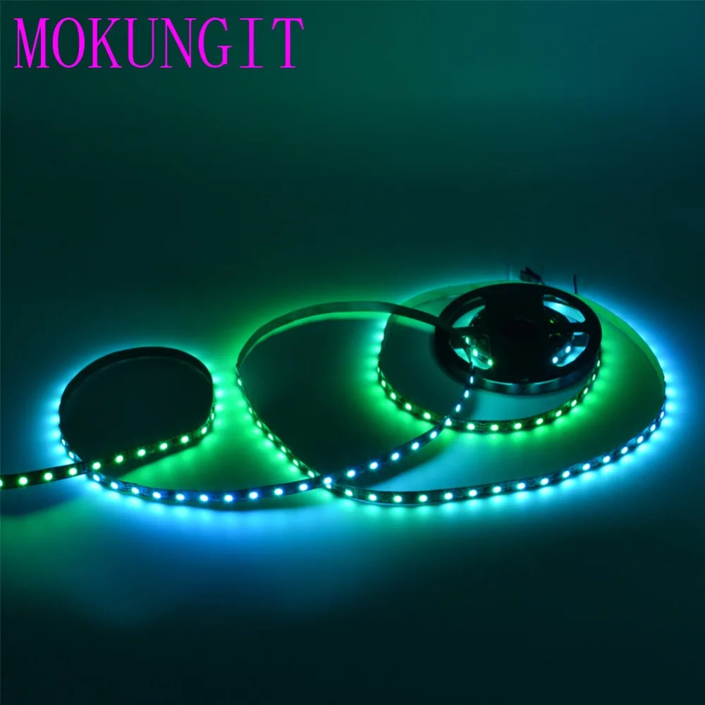 Mokungit 100 м 20x5 м DC12V WS2811 60leds/м Мечта Цвет 5050 RGB адресуемых гибкие светодиодные полосы света не Водонепроницаемый белый PCB