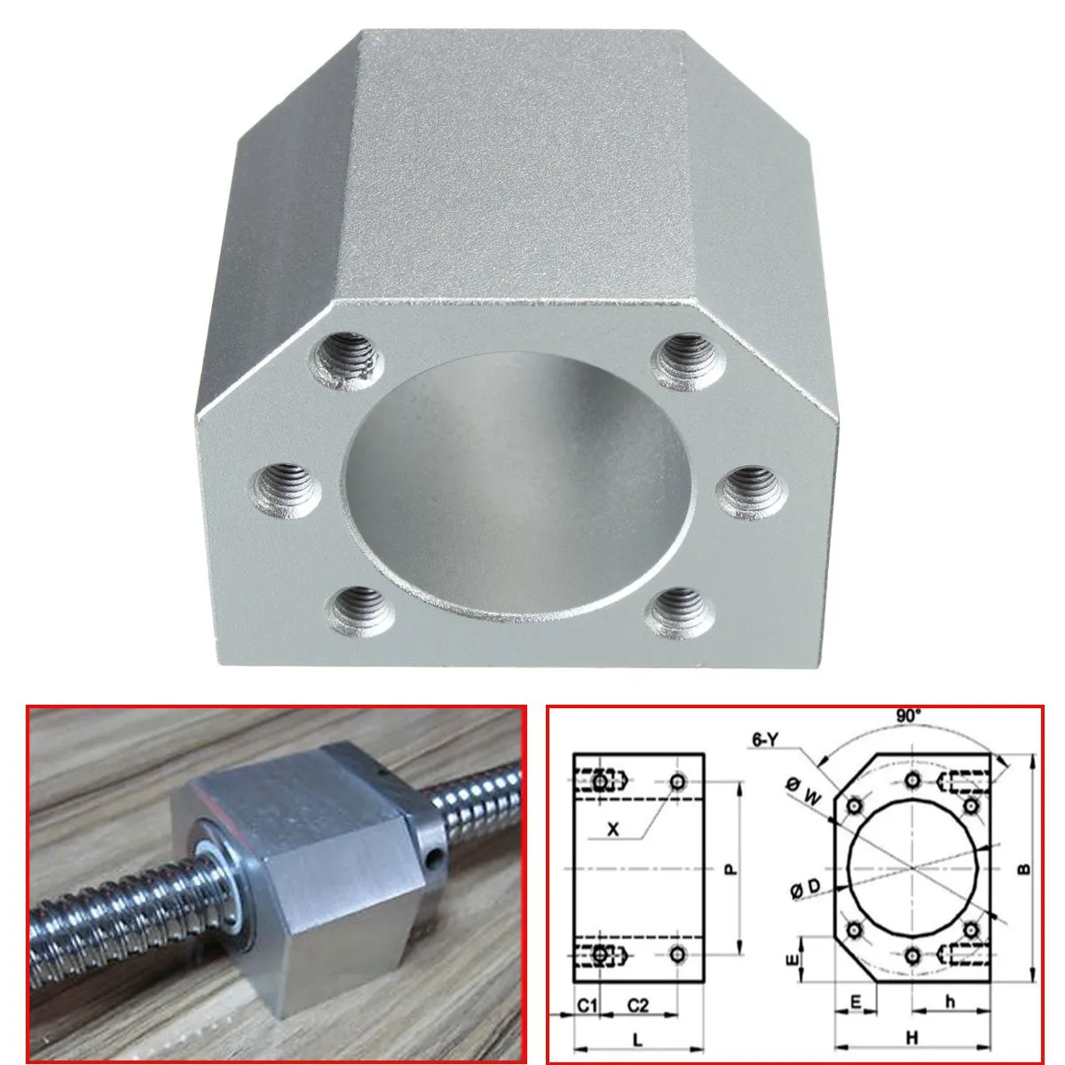 

1Pc Ballscrew Nut Housing Seat Mount Bracket Holder 28mm Dia For SFU1604 1605 1610