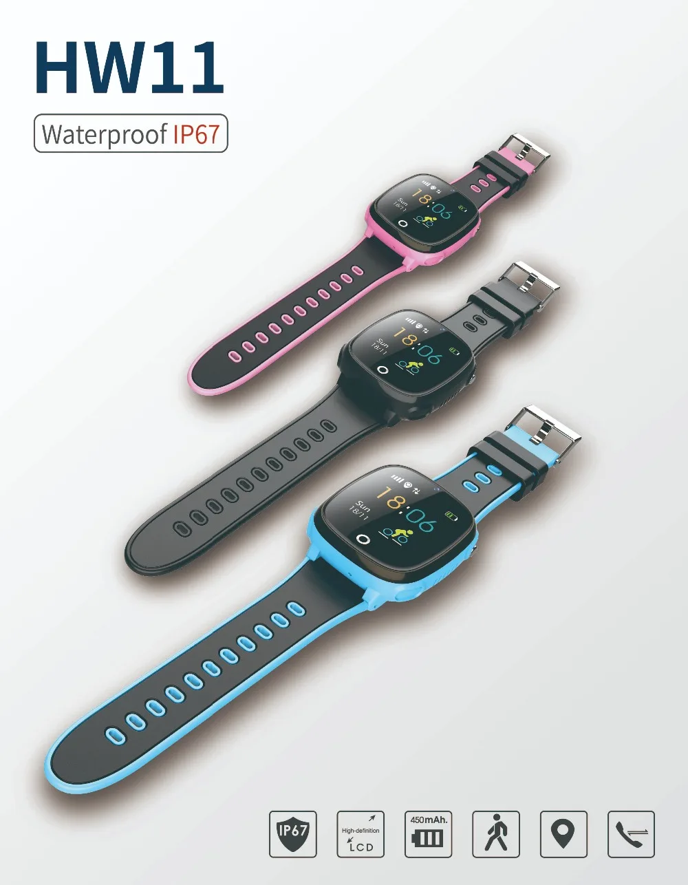HW11 Смарт-часы детские gps Bluetooth шагомер позиционирование IP67 водонепроницаемые часы для детей безопасный смарт-браслет Android IOS