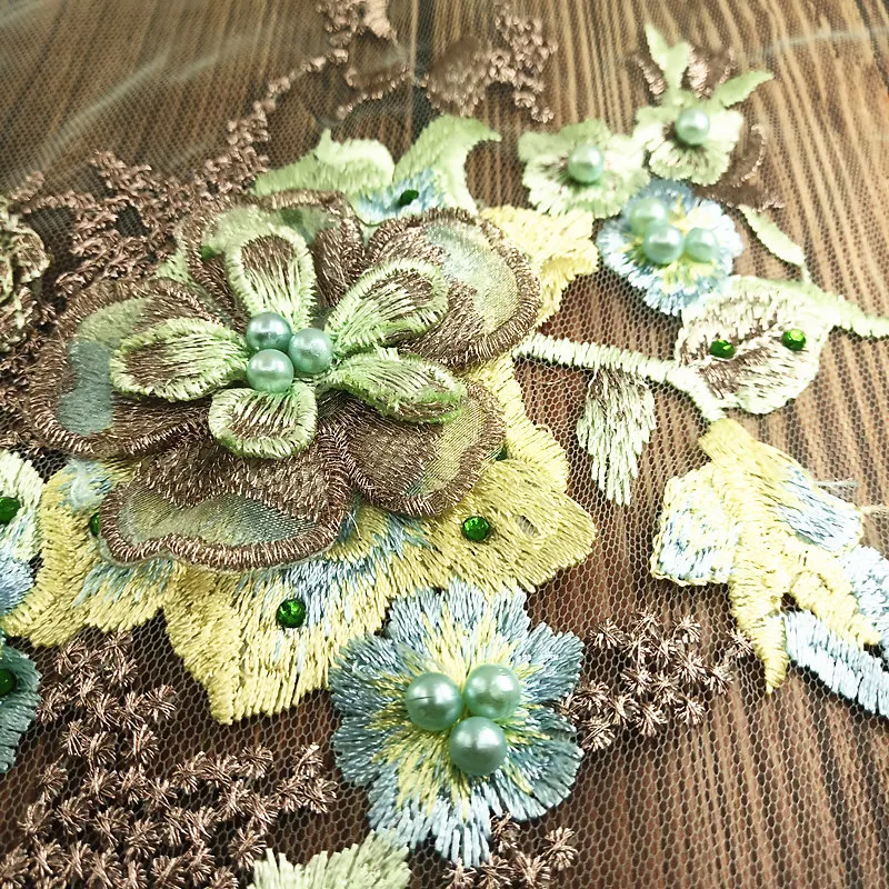 Embroidered Flower Patch Embroidery Beaded Applique Lace Patches For Clothing Wedding (10)