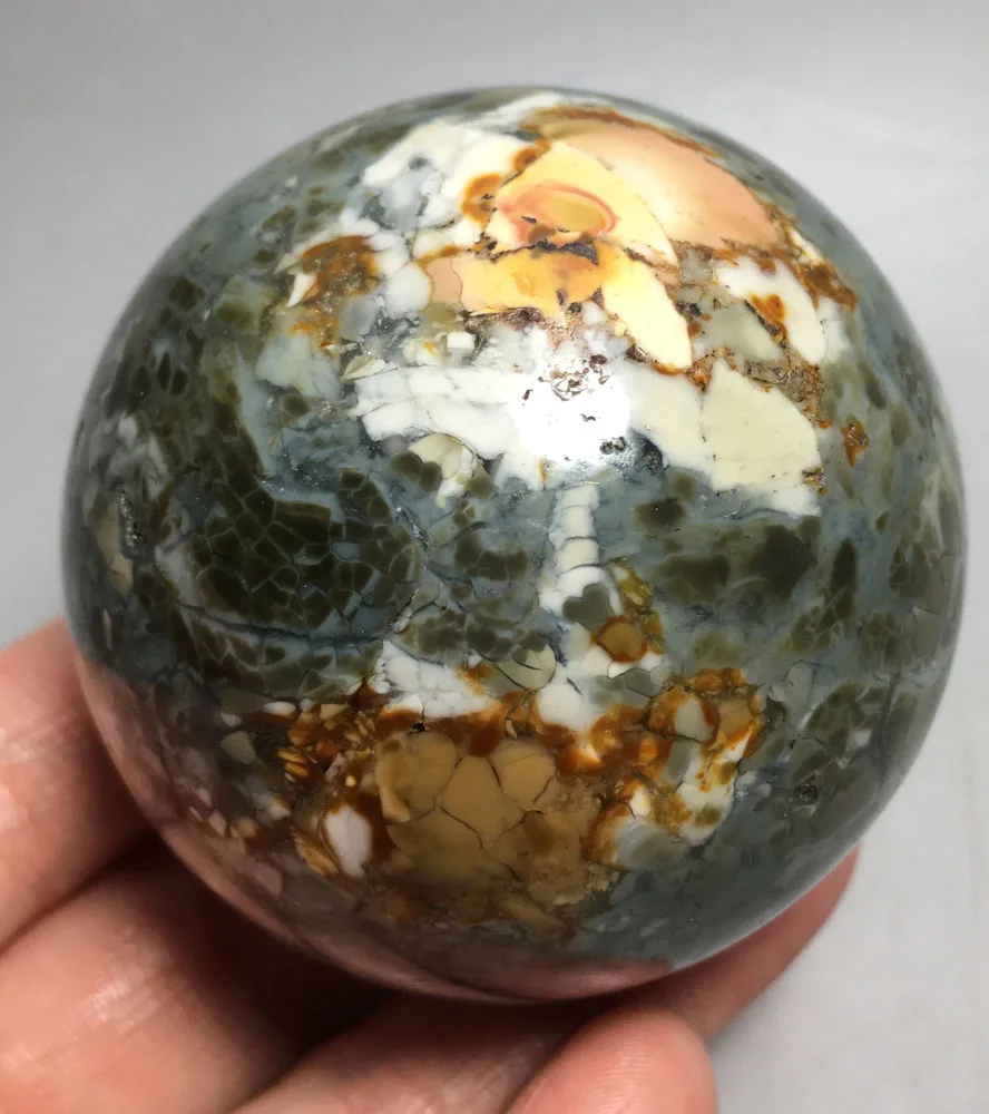 

357g NATURAL OCEAN JASPER QUARTZ BALL CRYSTAL HEALING crystals healing stones