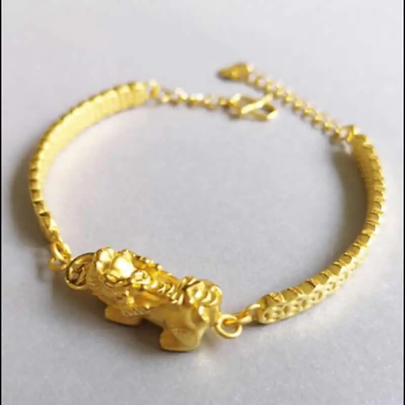 Новое поступление чистый 24 K желтый золотой браслет женский Pixiu 999 золотой браслет 6,34g - Окраска металла: Чистый золотой цвет