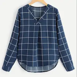 2019 женские осенние повседневные блузки с длинным рукавом женские с v-образным вырезом полосатые женские шифоновые рубашки одежда Блузка
