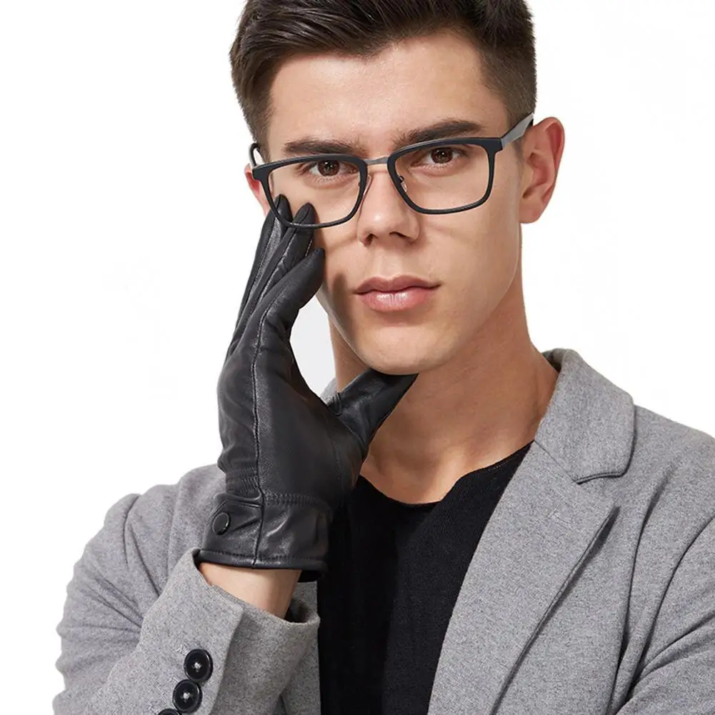 MISSKY мужские перчатки однотонные черные кожаные зимние водительские Мотоциклетные Перчатки плюшевые теплые перчатки