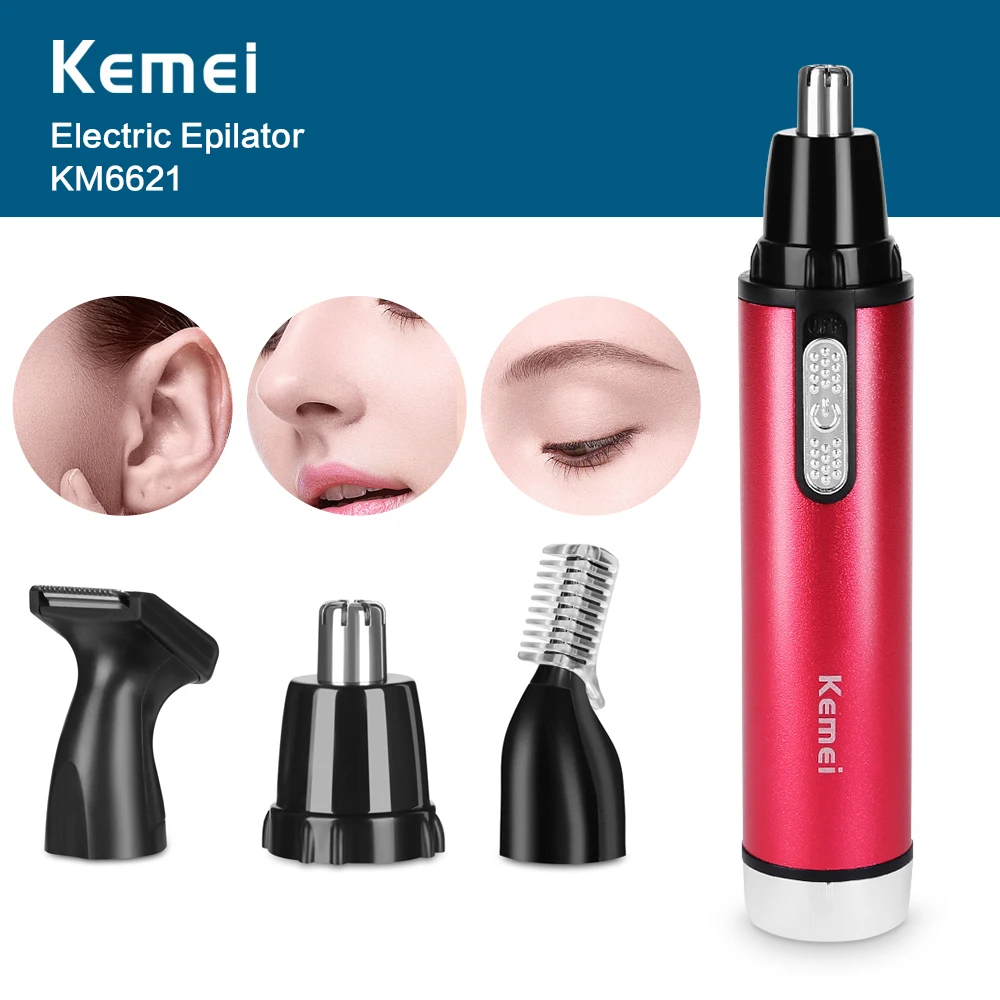 Kemei Эпилятор Для женщин 3 in1 Электрический триммер для носа ушей кисть бровей