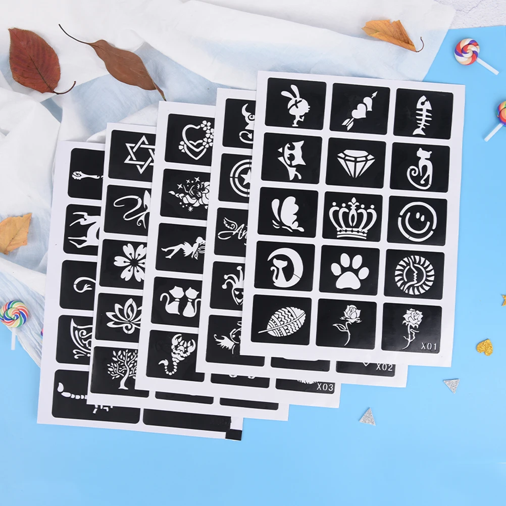 

Woman Girl Kids Airbrush Glitter Tattoo Stencil Drawing Template Small Cute Flower Butterfly Cartoon Tattoo Stencil